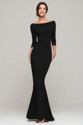 Schwarzes Meerjungfrauen Ballkleid mit Bateau-Ausschnitt